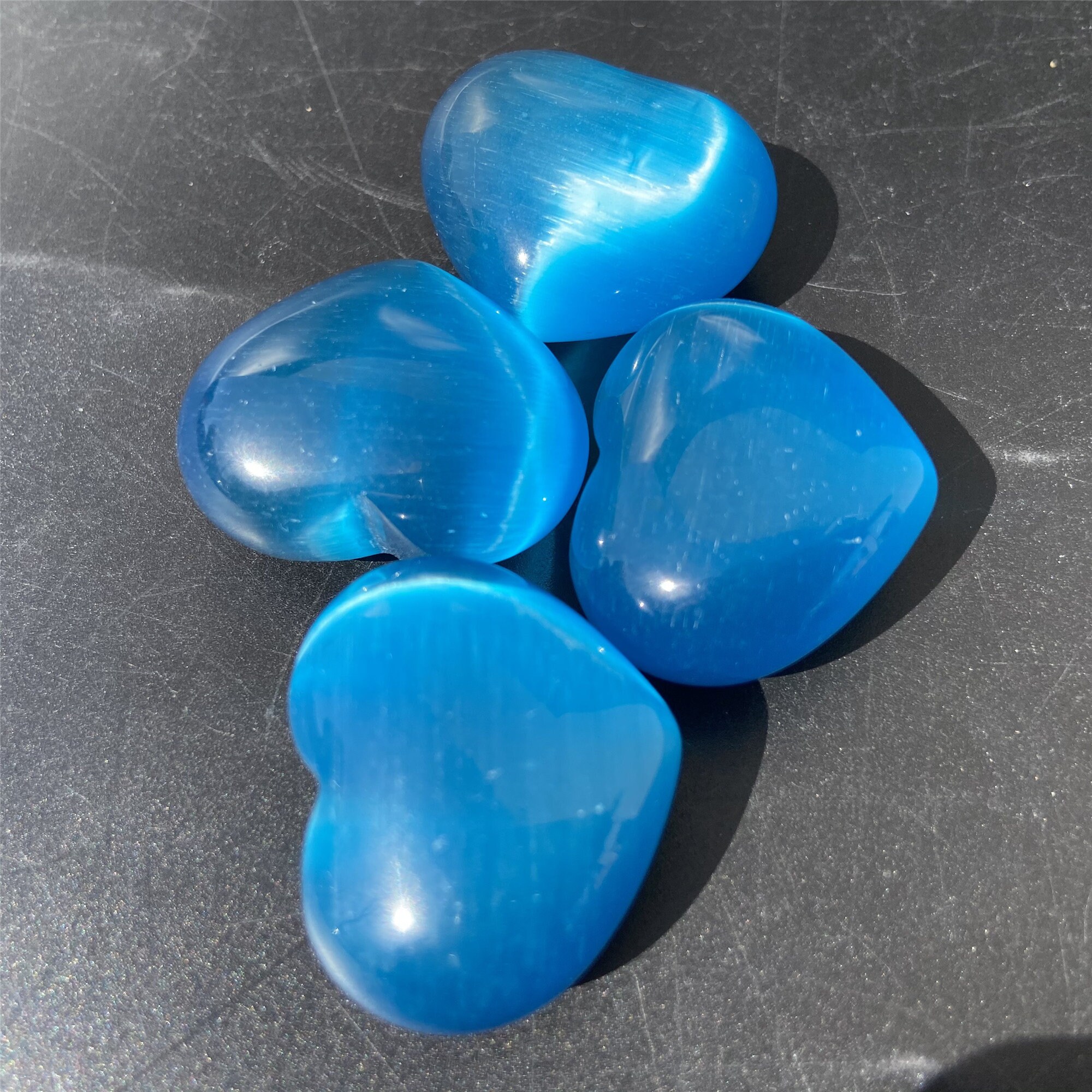 5pcs Blue Cat's Eye Heart Quartz CrystalCrystal Etsy