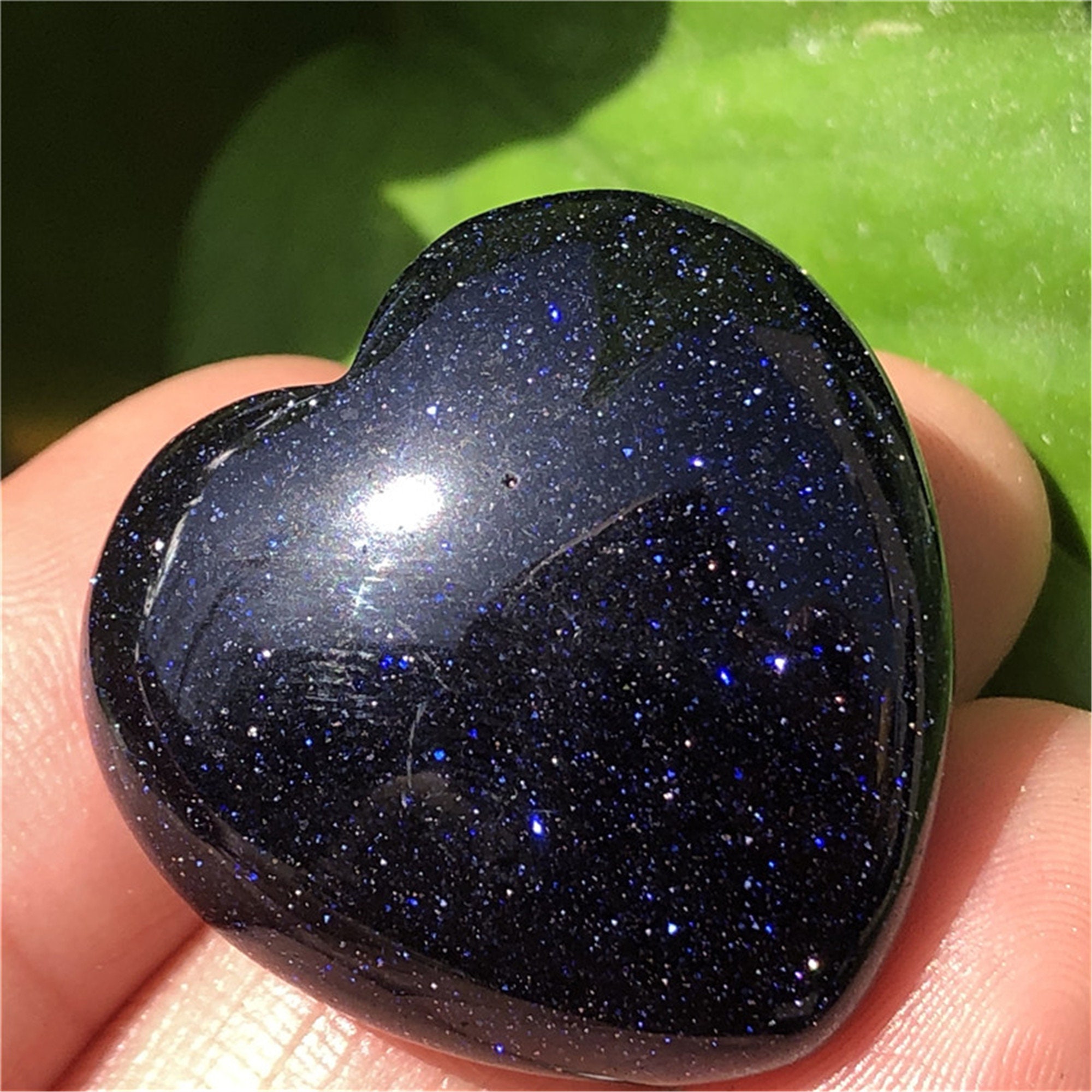 10pcs Blue Gold Sand Quartz Crystal HeartCrystal Etsy
