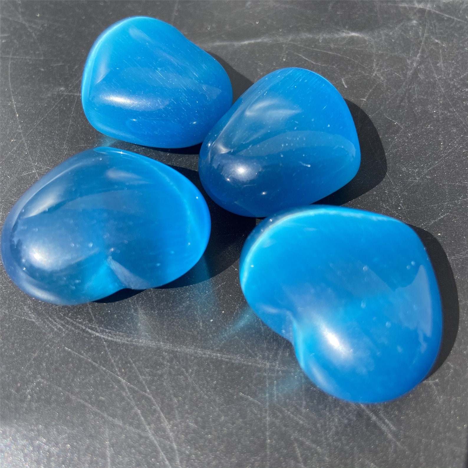 5pcs Blue Cat's Eye Heart Quartz CrystalCrystal Etsy