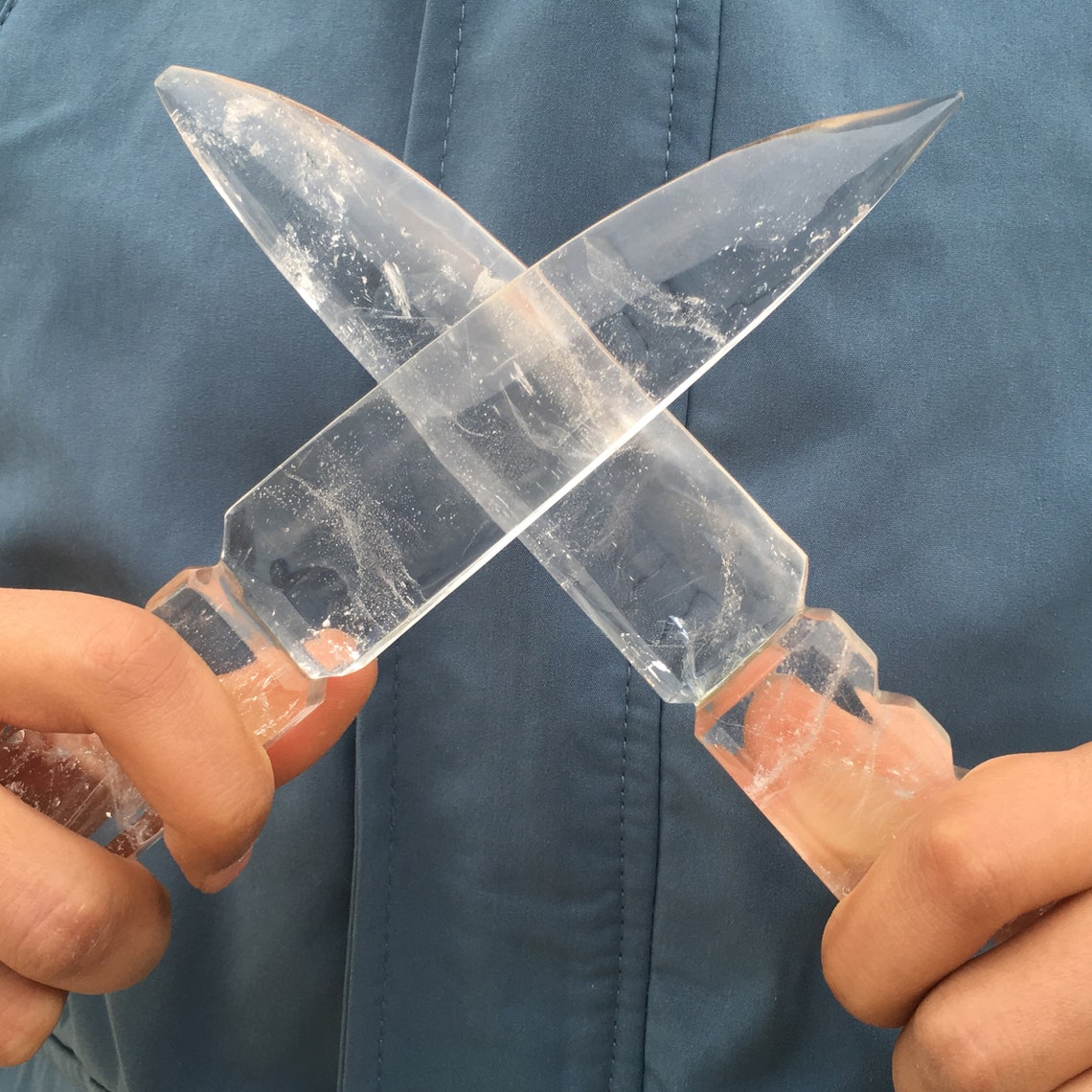 1pc Natural clear quartz crystal Carved knife Crystal wand Etsy