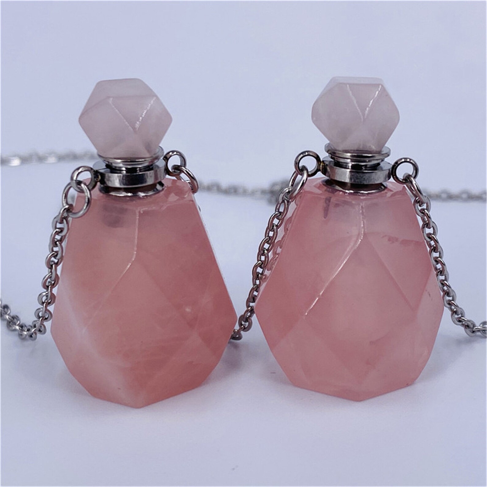 1PC Natural Rose Quartz Perfume Bottles Quartz Crystal Etsy