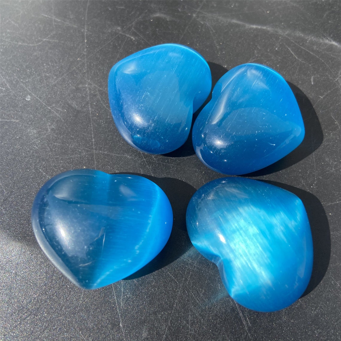 5pcs Blue Cat's Eye Heart Quartz CrystalCrystal Etsy