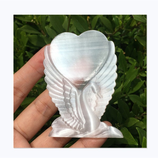 1pc Natural Selenite swan,Quartz Crystal Heart Wing swan,Gypsum,Crystal healing,Energy Crystal,Crystal Gifts,home decoration,quartz Carved