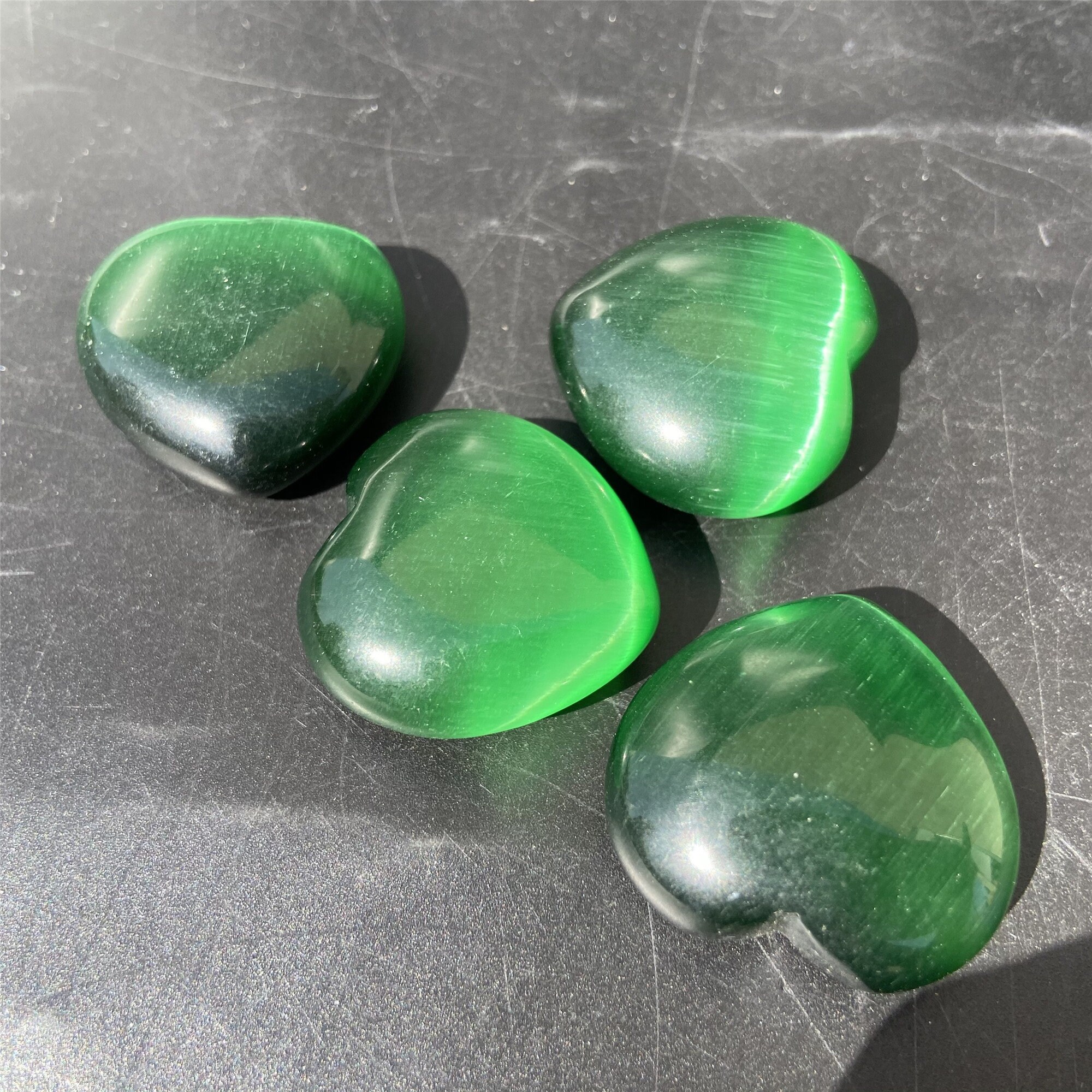 5pcs Green Cat's Eye Heart Quartz CrystalCrystal Etsy