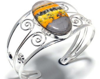 A+Bumble Bee Jasper Bangle 925 Silver Plated Bangle Gift Bangle Top Quality Bracelet Gemstone Bracelet Boho /& hippie Bracelet Cuff Bracelet