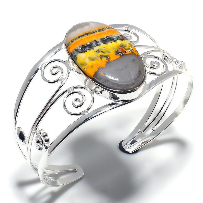 A+Bumble Bee Jasper Bangle 925 Silver Plated Bangle Gift Bangle Top Quality Bracelet Gemstone Bracelet Boho /& hippie Bracelet Cuff Bracelet