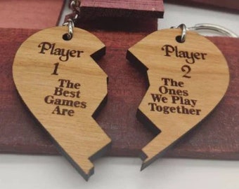 2 player Valentines Keychain Wood