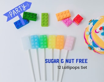 Sugar Free, 12 Building Blocks Lollipops, Building Blocks Birthday, Blocks Birthday, Building Blocks Candy, Block Lollipops