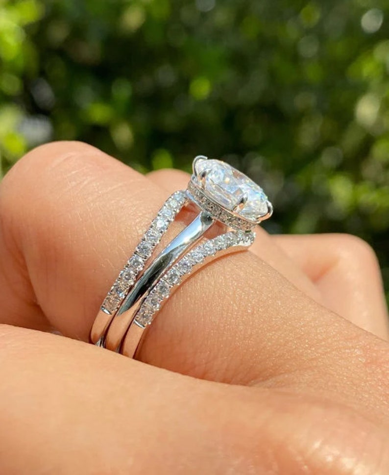 14K Solid Gold Ring Enhancers and Wrap, Oval Cut Moissanite Ring