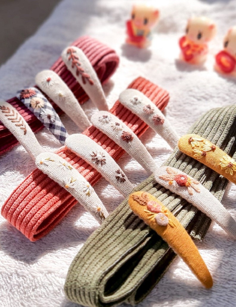 Embroidered hair clips Hand embroidery clips Toddler hair Etsy