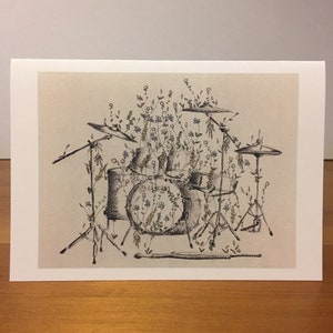 Floral drum kit greeting card
