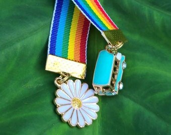 Proud Hippie Daidy and Minibus Rainbow Ribbon Bookmark