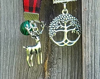 Plaid Deer Ribbon Bookmark