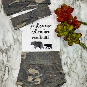 Mama and Baby bear Camo Bummies outfit