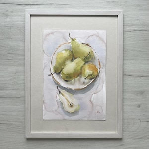 Grüne Perlen #1 | Original Aquarellmalerei | 21x30 cm