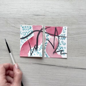 Pinturas abstratas | Aquarela original ACEO 2,5" x 3,5"