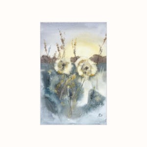 Dente di leone al tramonto | Acquerello originale 20x30 cm | fatto in Ucraina