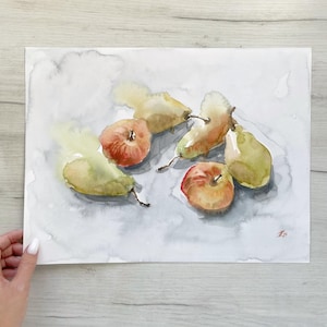 Pere verdi acquerello n. 4 | Dipinto originale | 30x40 cm