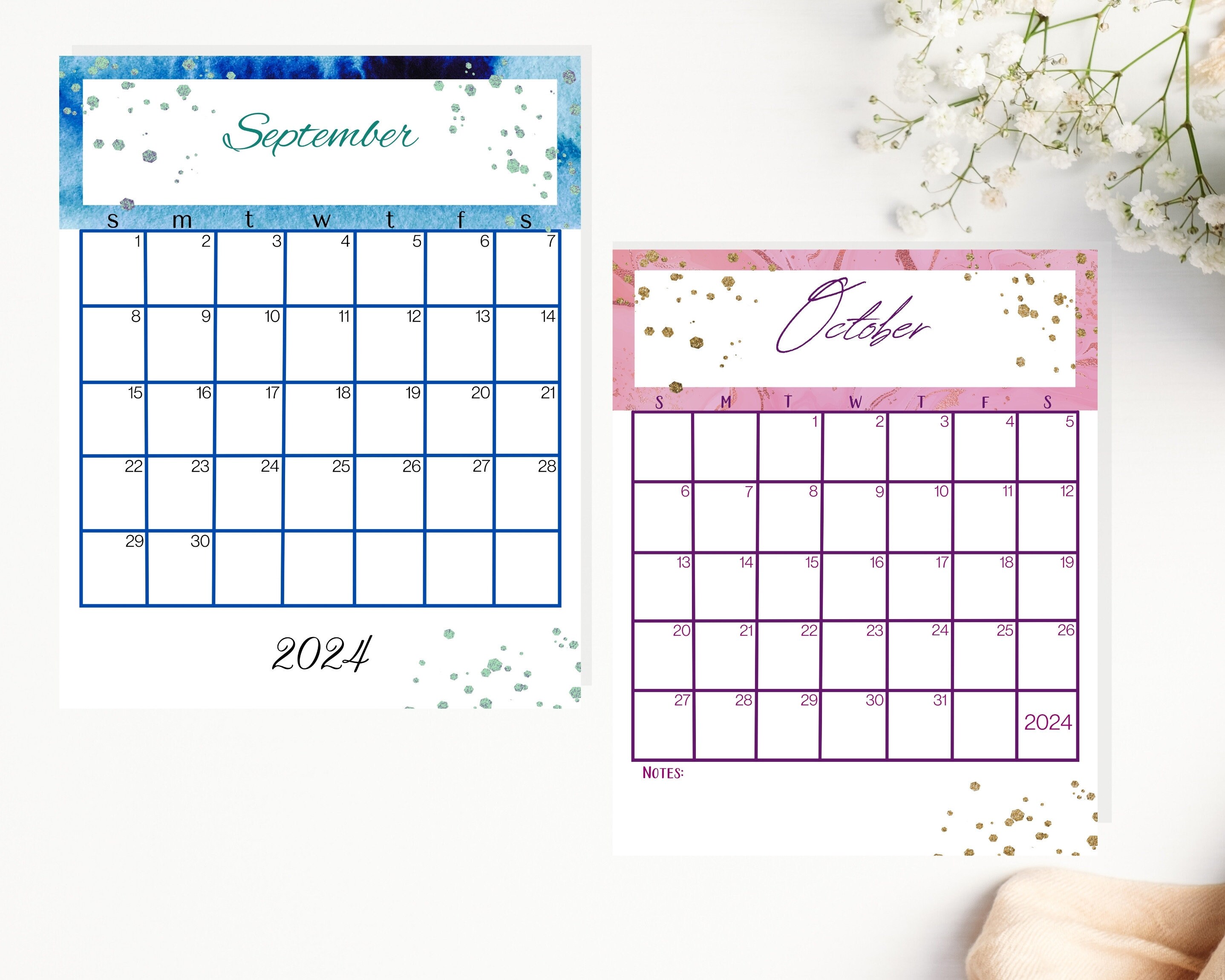 12 Month Calendar Pages, Printable Calendars 2024, Calendar Planner