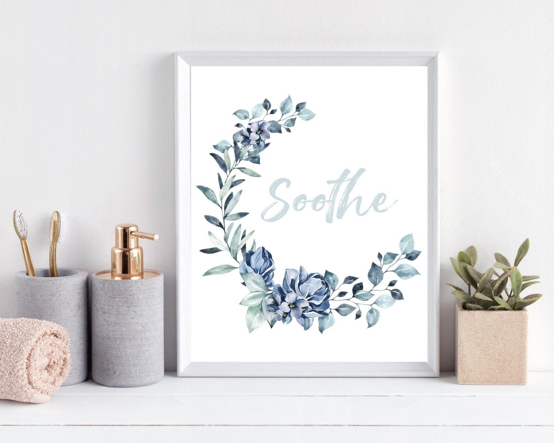 Boho Bathroom Wall Art Flower Wreath Wall Art Pretty | Etsy