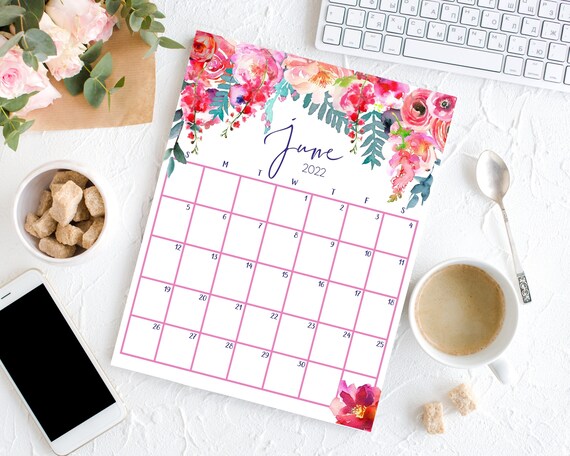 june 2022 printable calendar june 2022 calendar page monthly etsy canada