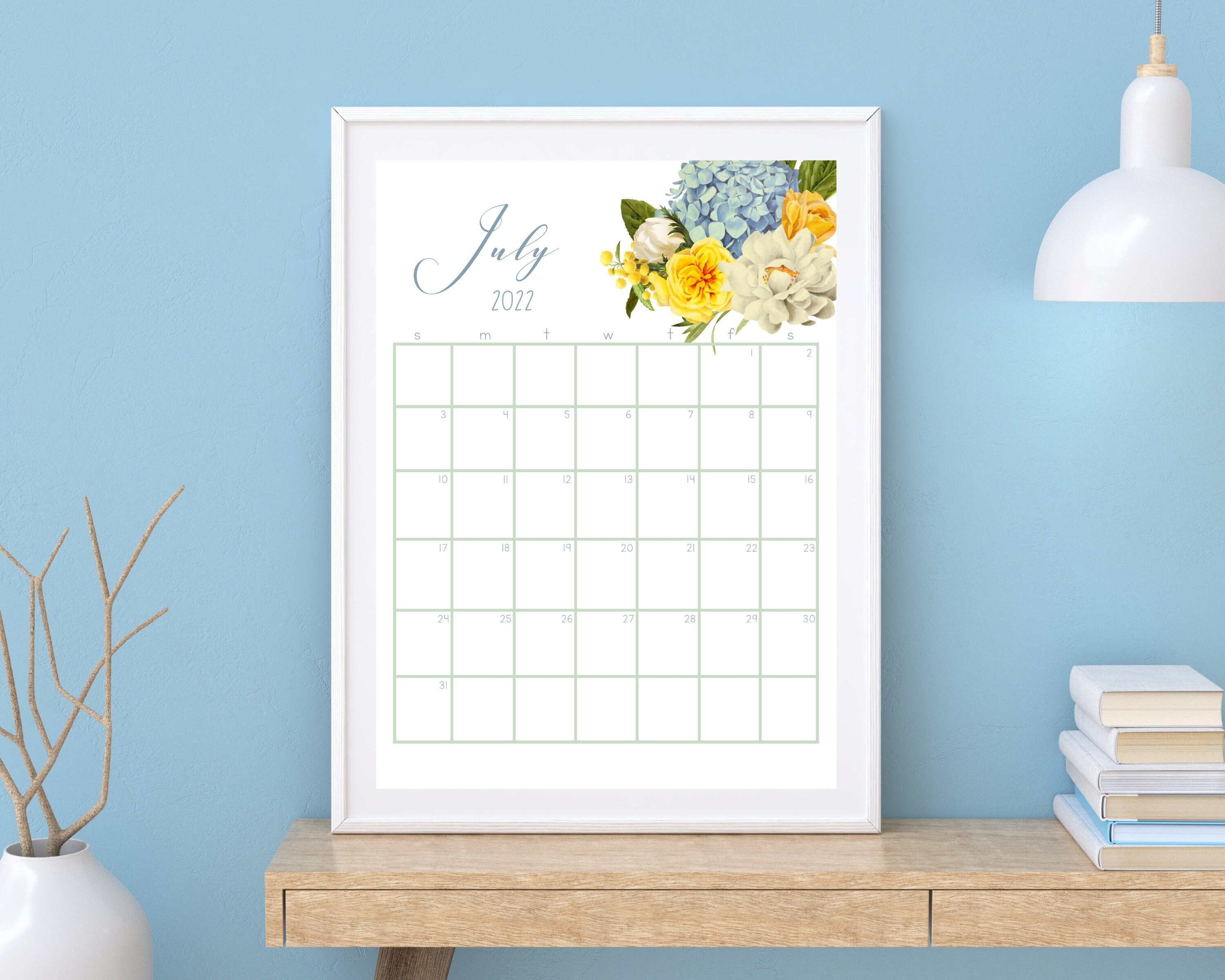 july 2022 printable calendar july calendar page monthly 2022 etsy