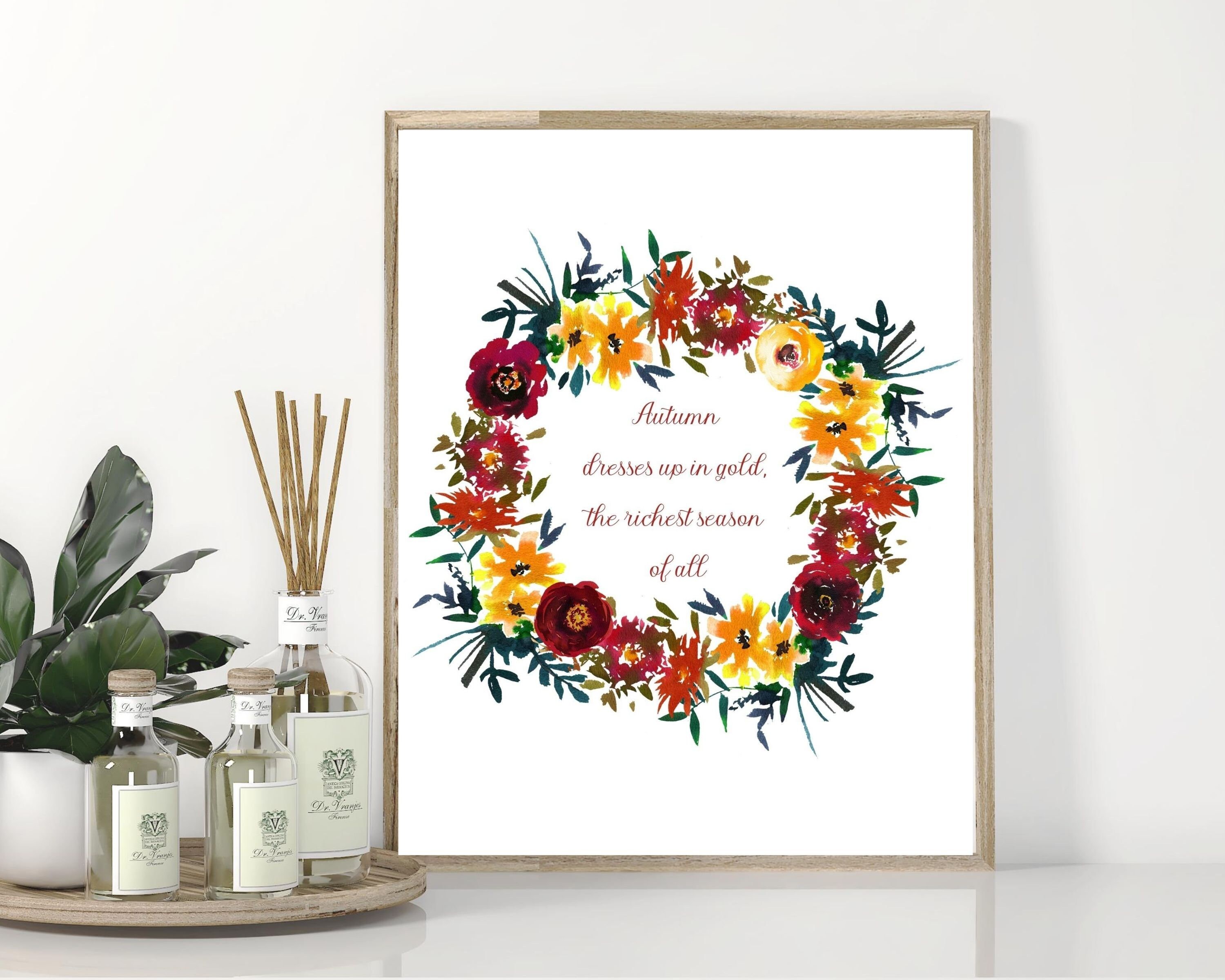 Fall Wreath Quote Printables Autumn Art Printable Fall Etsy