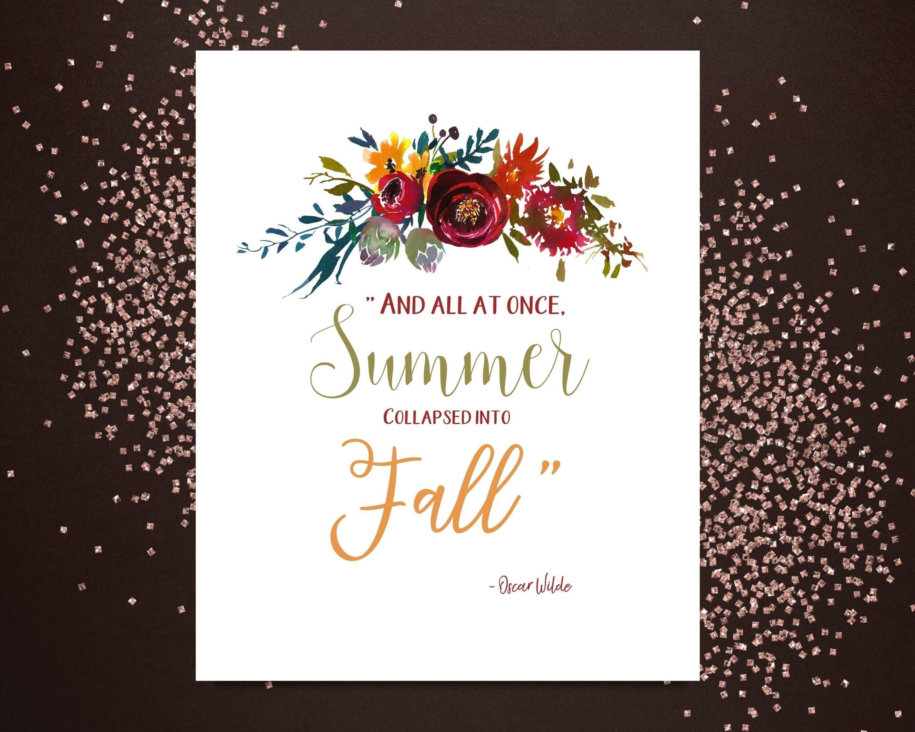 Autumn Flowers Fall Quote Printable Printable Fall Wall Etsy