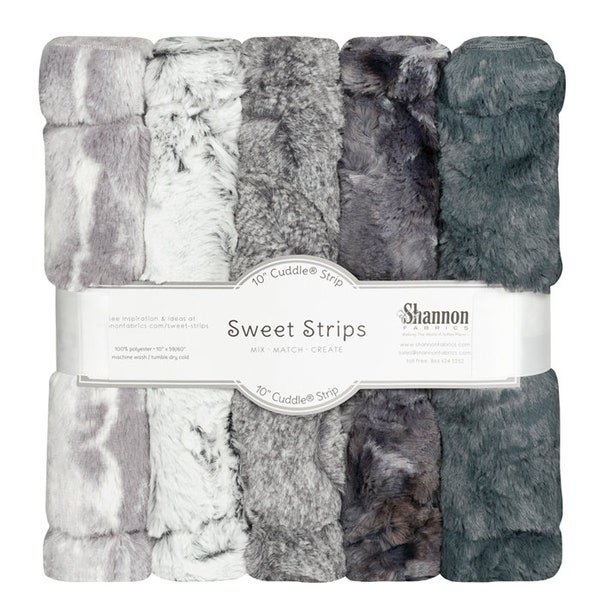 FIVE 10" x 60" Luxe Cuddle® Strips Silver Jubilee  by Shannon Fabrics