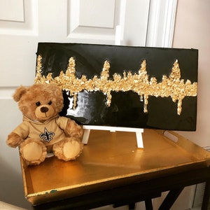 Black & Gold Heartbeat Canvas
