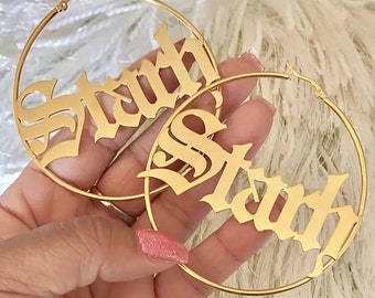 Hoop Earrings • Name Earrings • Gold Hoops • Personalized Earrings • Name Hoops •Bridesmaid Gift•Children Hoop Name Earrings