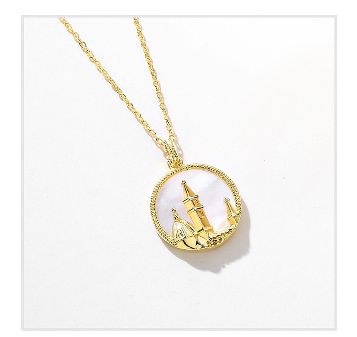 Castle Necklace Disney Inspired Jewelry Disney Castle Necklace Etsy