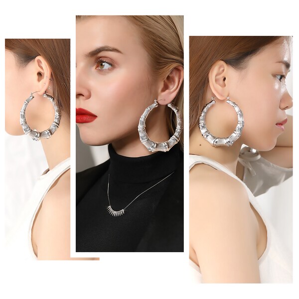 Beige - Handcrafted Drop Shaped Bamboo Earrings