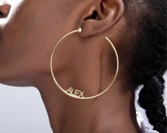 J.Lo Inspired Name Earrings Personalized Name Earrings Name Hoops Name Hoop Earrings Hoop Earrings Gold Custom Earrings Custom Hoops