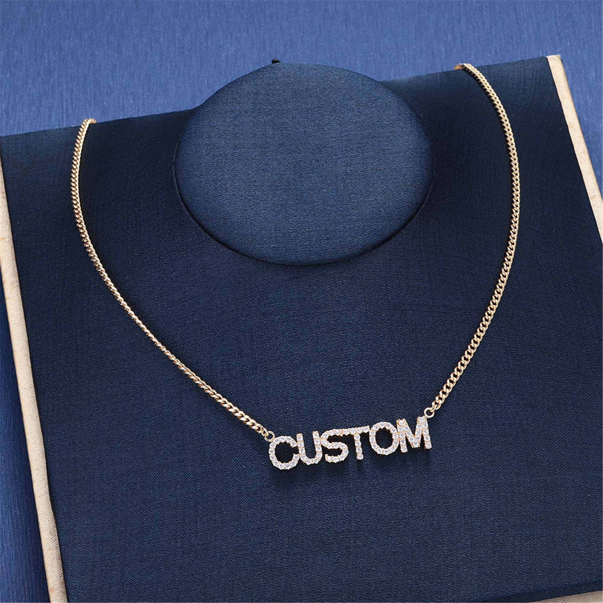 Diamond Name Necklace Custom Bling Necklace Diamond Letter Etsy