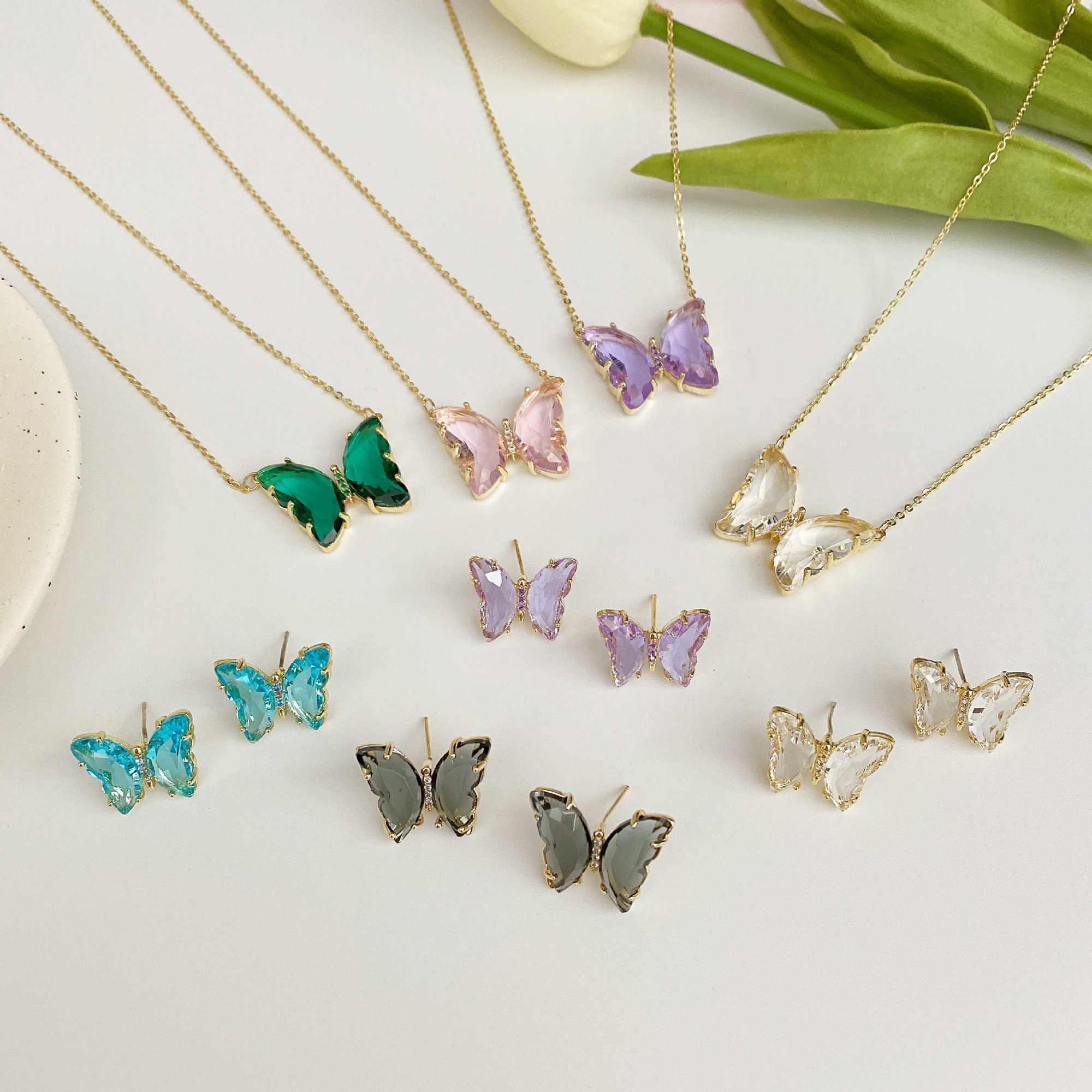 90Pcs/box Resin Earring Making Kit Butterfly Pendants For Women