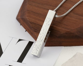 Alhamdulillah 3D Bar Necklace • Islamic Pendant • Eid Gift Ramadan Gift • Arabic 3D Bar Necklace • Islamic Jewelry Alhamdulillah Necklace