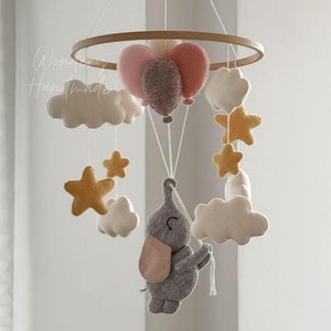 Elephant baby mobile, Nursery Decor, girl crib baby mobile, baby shower gift