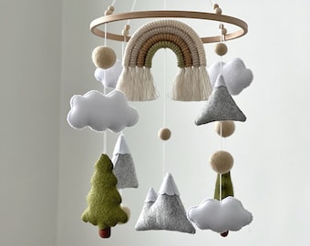 Baby mobile woodland nursery decor crib baby mobile forest neutral baby shower gift woodland baby shower newborn gift felt baby mobile