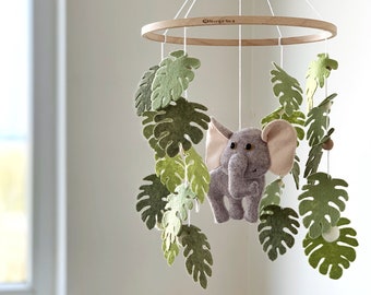 Baby mobile safari nursery decor crib baby mobile felt elephant nursery mobile newborn baby boy girl gift safari baby shower gender neutral