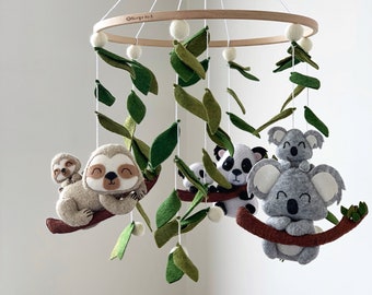 Koala baby mobile, Panda nursery decor, Sloth Nursery Mobile, Baby Shower Gift,hanging crib mobile, safari nursery