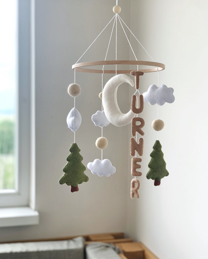 Woodland Baby Mobile Forest Nursery Decor Personalized Baby Etsy