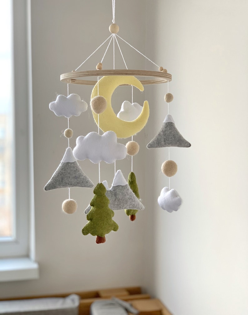 Woodland Baby Mobile Forest Nursery Mobile Felt Crib Boy Girl Etsy