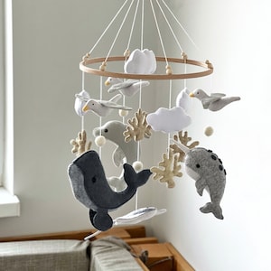 Ocean baby mobile Whale nursery mobile nautical nursery decor baby boy gift baby girl gift crib mobile dolphin sea