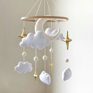 Baby mobile nursery, baby shower gift, Stars mobile, felt boy girl baby mobile, mobile gold, baby crib mobile nursery image 3