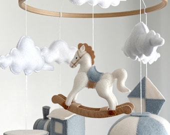 Rocking Horse Mobile, Vintage Nursery Decor, Baby Shower Gift