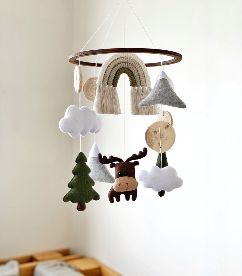 Woodland Baby Mobile Forest Nursery Decor Hanging Crib Mobile Etsy