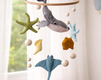 Móvil submarino, decoración infantil con manta raya, regalo para recién nacido