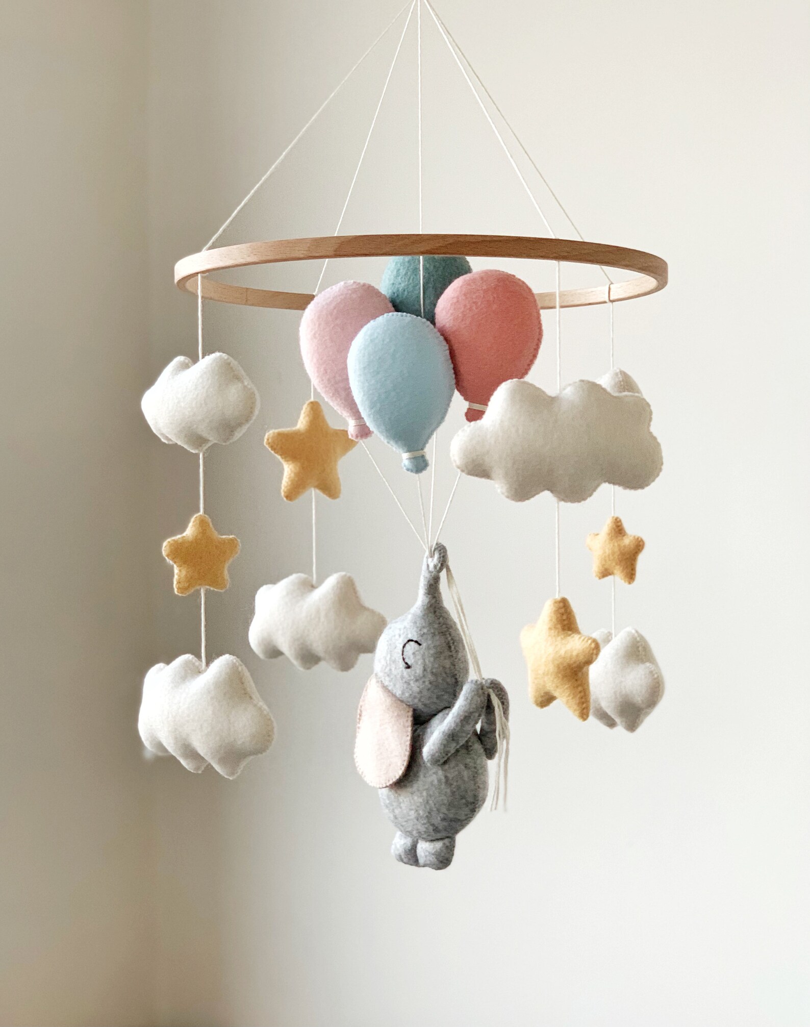 Baby Mobile With Elephant and Balloons Nursery Decor Baby Etsy