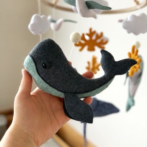 Whale baby mobile, nursery decor, Nautical Nursery Mobile, Baby Shower Gift,hanging crib mobile, Dolphin, Sea, Ocean image 6